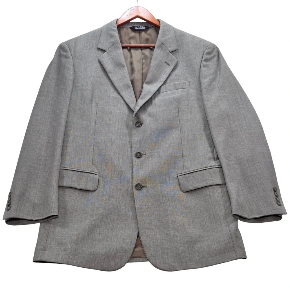 Jos A Bank 42L Gray 100% Wool Blazer Mens Long Sport Coat‎ Jacket 42L